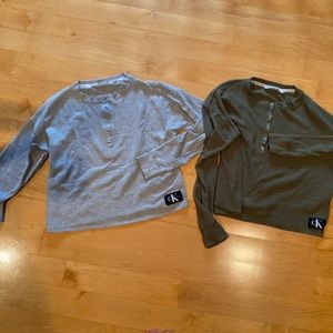 Womens Calvin Klein Long Sleeve button henleys